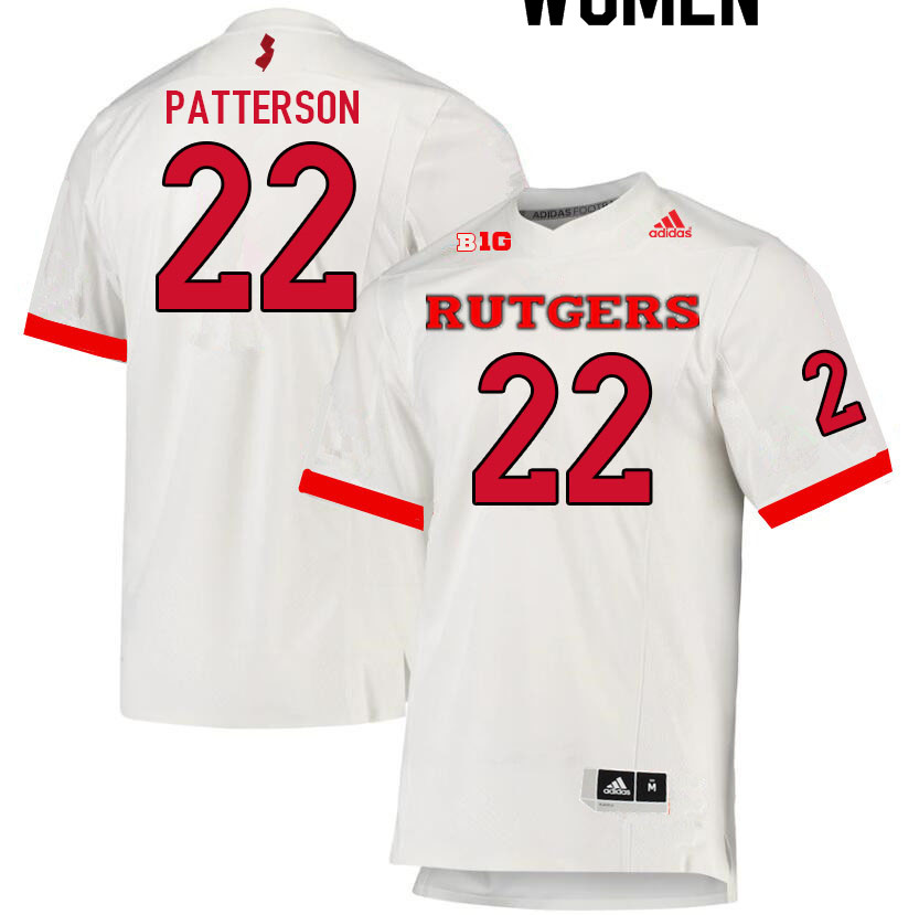 Women #22 Max Patterson Rutgers Scarlet Knights College Football Jerseys Sale-White
